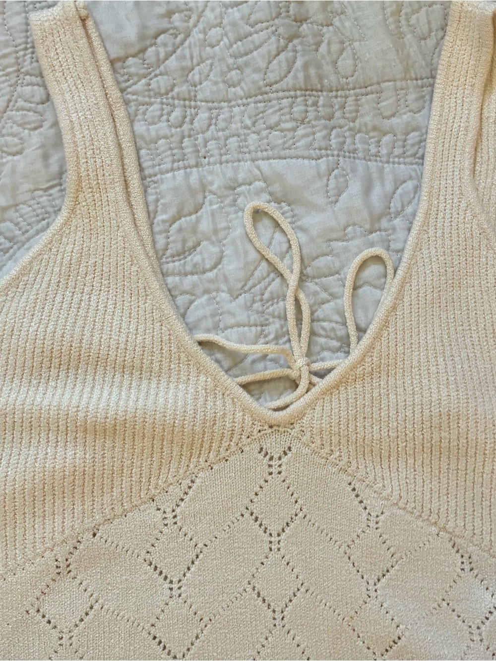 L*Space Saffron Knit Macrame Cover Up/Dress In Tapioca/NWT MSRP ($130) - Picture 7 of 9